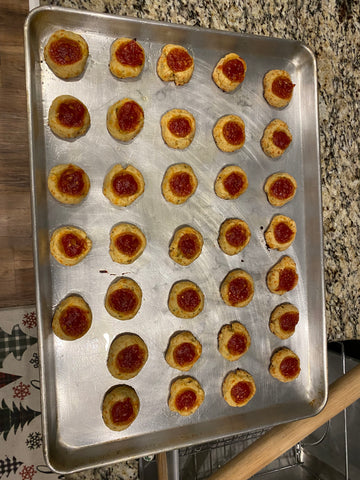 Tray Of Savory Rosemary Thumbprint “Cookies” With Tomato Jam